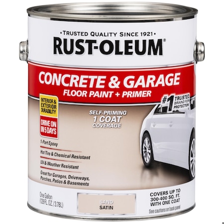 Rust-Oleum 1 gal Concrete and Garage Floor Paint, Satin Finish, Sand 347121