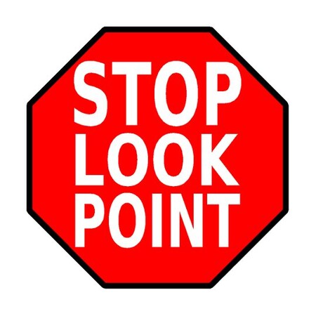 Piprd Stop Look Point Floor Sign, 24" STSTOPLP24