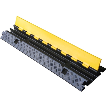 Kable Kontrol Cable Ramp, 1.77 in H, 35.43 in L, 9.842 in W, 2 Channel, Polyurethane/Rubber, Black, Yellow CP9987