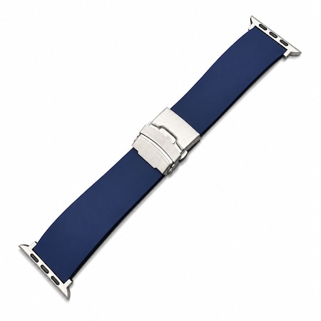 Elegani Band Compatible with Apple Watch 42mm, Dark Blue, Silver, Black, Rose Gold, Yellow Gold Buckle SFRBQR-DBLU-42