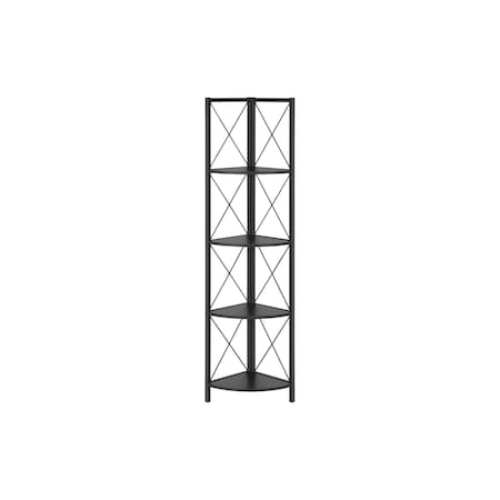 Homeroots 59" Black Metal Four Tier Corner Bookcase 489788