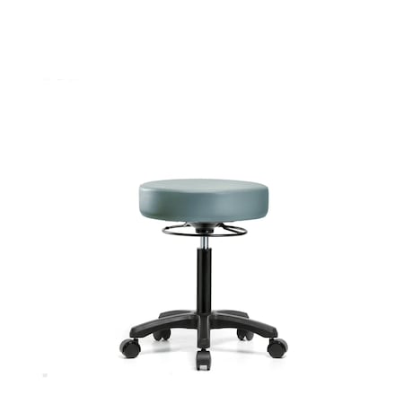 Blue Ridge Ergonomics Vinyl Mini-Stool, Med Bench, Casters, Storm BR-VMBMS-RG-NF-RC-8822