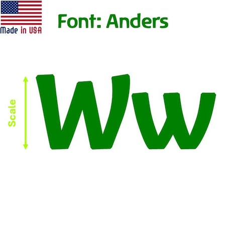 Aacc Self-Adhesive Vinyl Letter: w, Scale: 30 cm. Color: Green Font: Anders by, 12PK AACC-Anders-lw-Green-M30x12