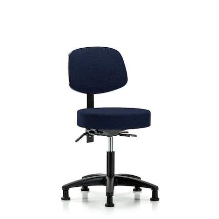 Blue Ridge Ergonomics Desk Stool, Fabric, Bk, Tilt Glides, Nav BR-FDHST-RG-T1-RG-F45