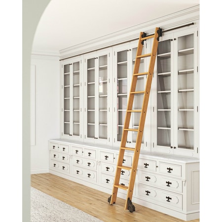Quiet Glide 8.92 ft. Cherry Sunburst Wheel Bronze Rolling Ladder, 12 ft. Rail QG.210-9CH-12-H.07
