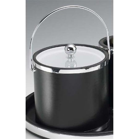Sharptools Sophisticates Black w/Polished Chrome 3 Quart Ice Bucket with Bale Handle Bands and Lucite Cover SH88570