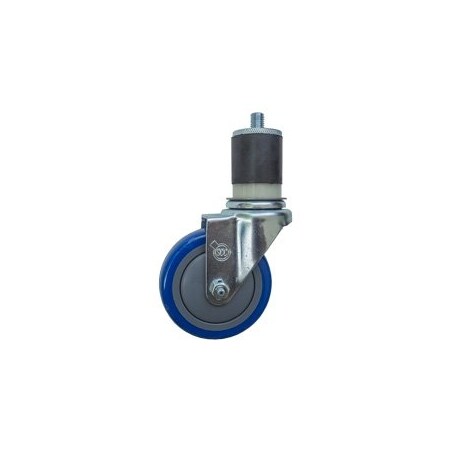 Service Caster 4'' SS Blue Poly Wheel Swivel 1-3/4'' Expanding Stem Caster SCC-SSEX20S414-PPUB-BLUE-134