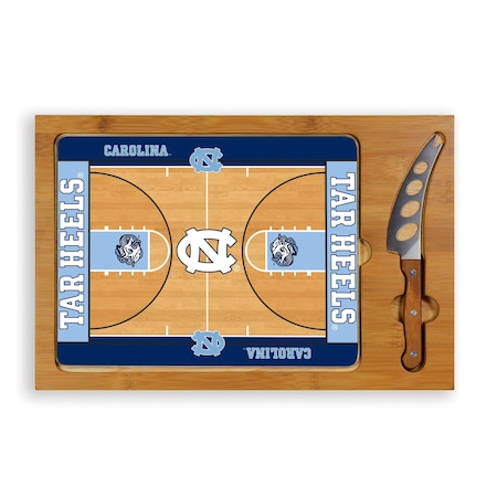 Picnic Time Family Of Brands NCAA North Carolina Tar Heels Basketball Court Icon Glass Top Cutting Board & Knife Set 910-00-505-415-0