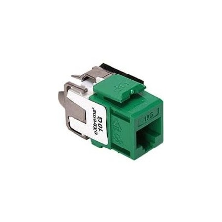 Leviton Extreme Cat6A Quickport Green, Connector, Channel-Rated 6110G-RV6