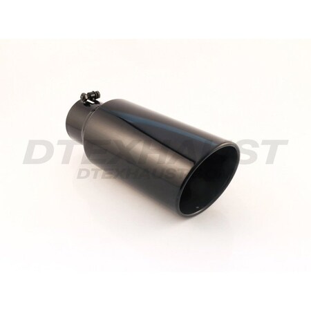 Different Trends GLOSSY BLACK POWDER COATED 6IN ROLLED SLANT 15IN BOLT ON BLK EXHAUST T BQ9-506015RBG