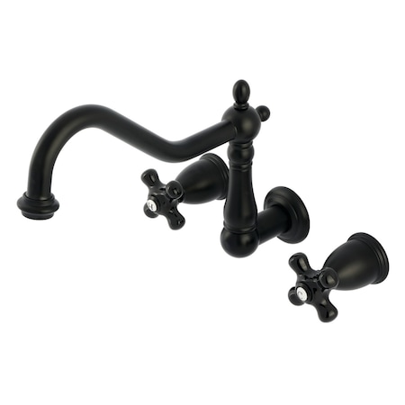 Kingston Brass Two-Handle Wall Mount Tub Faucet, Matte Black KS1020PKX
