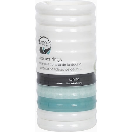 Zenith Zenna Home White Plastic Shower Curtain Ring, 12 Count SSR01WW