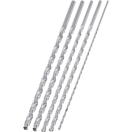 Neiko Extra Long Drill Bit Set, 5-Piece, M2 HSS Steel, 12'' Length 10047A