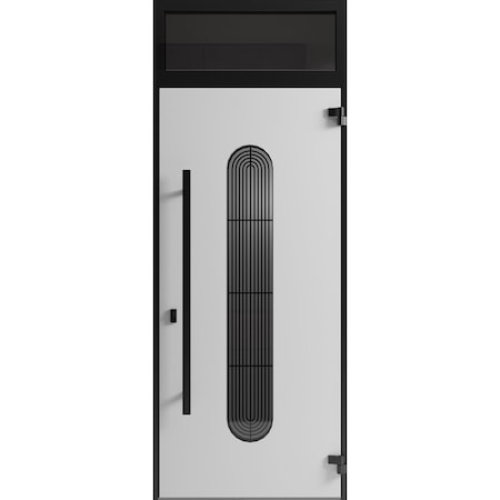 Vdomdoors Front Exterior Aluminum Door Ronex0521 Black Prehung Entry Steel Metal Modern Painted W36xH80+16 RONEX0521EXD-BLK-W36xH80+16-RH-I
