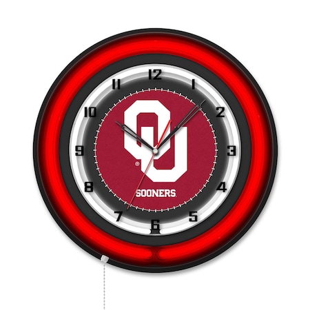 Holland Bar Stool Oklahoma University 19 Double Neon Wall Clock Clk19BK