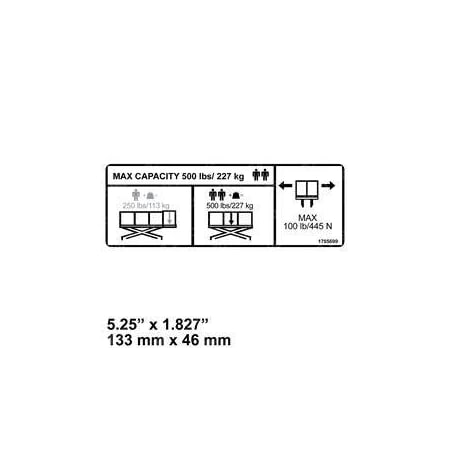 Jlg REPLACEMENT DECAL, MTB 500LB CAPACITY 1705699
