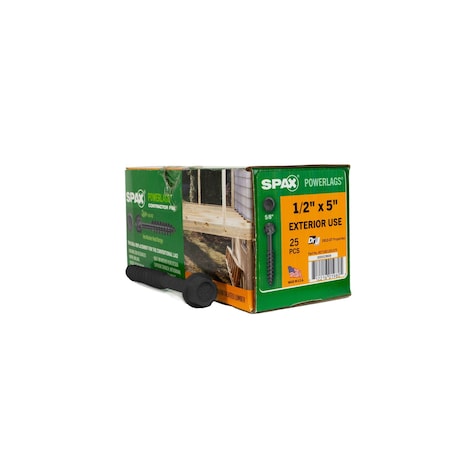 Spax 1/2 in x 5 in Exterior Structural Wood Lag Screws Powerlags Hex Head Hex, 25PK 4571821201275