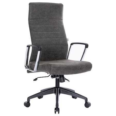 Leisuremod Hilton Leather Office Chair, Charcoal HO20CHL