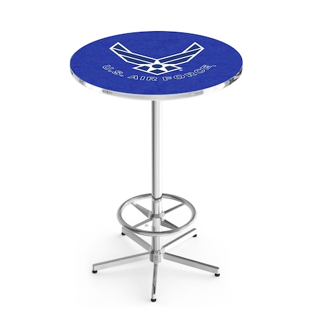 Holland Bar Stool Co 42" Chrome U.S. Air Force Pub Table, 36" dia. Top L216C4236AirFor
