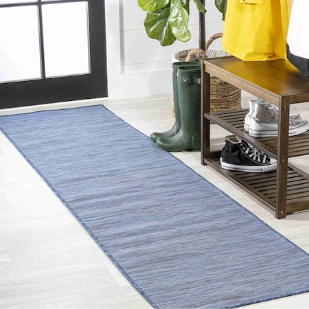 Jonathan Y Ethan Modern Flatweave Solid Blue 2 ft. x 8 ft. Indoor/Outdoor Runner Rug TSN100B-28