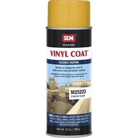 Sem Vinyl Coat Flexible Coating, 16 oz Aerosol Can, Stingray Yellow, 24 hr Curing, Aerosol M25223