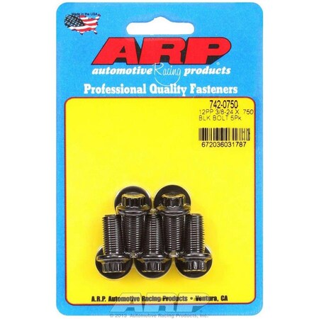 Arp 742-0750 0.38-24 x 0.75 in. 12-Point Chromoly Steel Bolt Kit, 5PK ARP742-0750