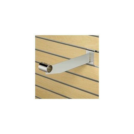 Specialty Store Services 12 In. Round Tube Hangrail Bracket For Slatwall, Chrome 2035