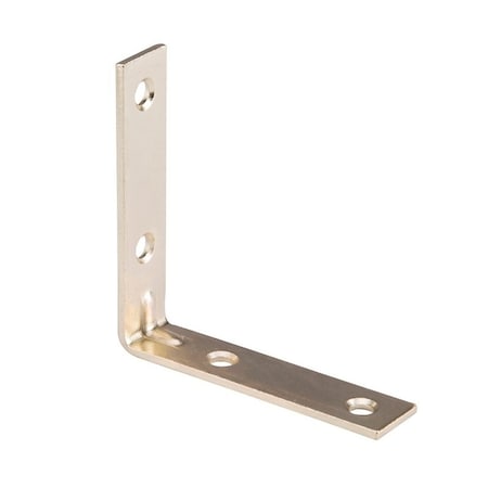 Prosource Corner Brace, 3 in L, 3 in W, 3/4 in H, Steel, Bright Brass, 2.6 mm Thick Material CB-S03-C4PS