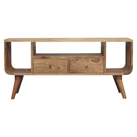 Homeroots 43in Brown Solid Wood Enclosed and Open Storage TV Stand 727854