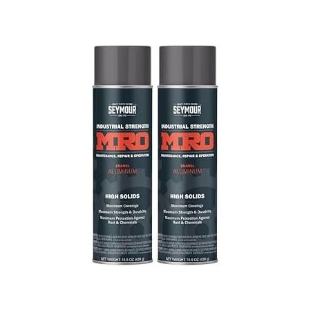 Seymour Midwest MRO Industrial High-Solids Spray Paint, Aluminum, 16 oz, 2PK 6201411-2