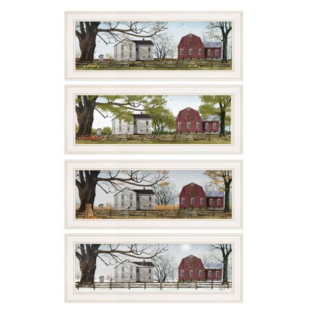 Homeroots Set Of Four Four Seasons Collection II 1 White Framed Print Wall Art, 4PK 405760