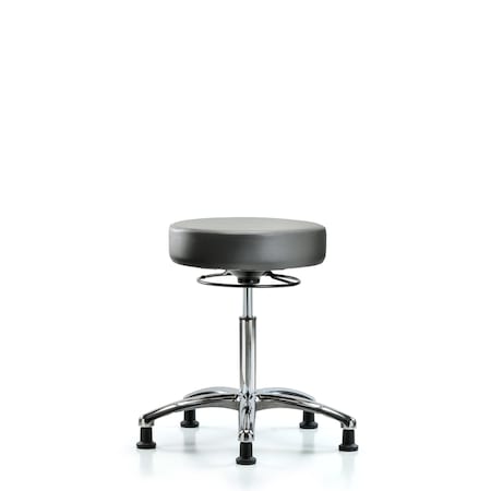 Blue Ridge Ergonomics Vinyl Stool, Chrome, Med Bench, Glides, Sterling BR-VMBSO-CR-NF-RG-8840