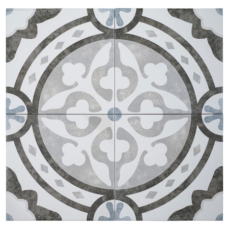 Andova Tiles SAMPLE-Luv Amore Grey 8-in. Encaustic Spanish/Moroccan Patterned Matte Porcelain Wall & Floor Tile SAM-ANDLUV454
