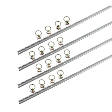 Mytee Products 4 Foot Aluminum L-Track 4 and Stud with Stainless Steel Ring 16, 16PK LTK4x4-LTKSx16