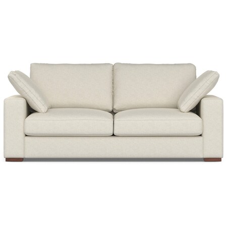 Homeroots 78" Cream Fabric Sofa With Brown Legs 640968