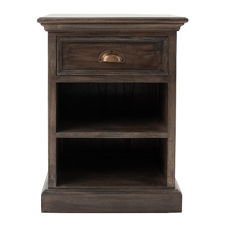Homeroots Black Wash Nightstand With Shelves 397623