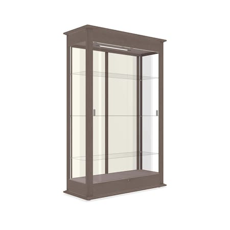 Ghent Varsity Wood Display Case, Lighted, Driftwood Oak, Plaque Fabric Back, 77''H x 48''W x 18''D 691K-PB-DK