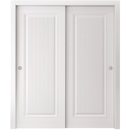 Sartodoors Sliding Closet Bypass Doors 72x84 inches White Solid Core Modern Interior ROYAL9888DBD-EMAL-7284