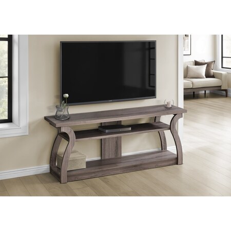 Monarch Specialties Tv Stand, 60 Inch, Console, Storage Shelves, Living Room, Bedroom, Laminate, Brown I 2666