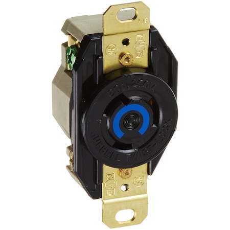 Hubbell Wiring Twist-Lock 20A 250V AC 2-Pole 3-Wire L6-20R Screw Terminal Black HBL2320