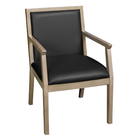 Regency Regent WallGuard Guest & Reception Waiting Room Wood Side Chair - Noble Oak / Black Vinyl 9875NOBK