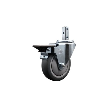 Service Caster 4'' Thermoplastic Rubber Wheel Swivel 7/8'' Square Stem Caster with Brake SCC-SQ20S414-TPRB-PLB-78