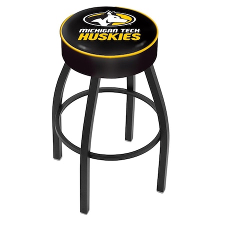 Holland Bar Stool Co 25" 4" Michigan Tech Cushion Seat, Blk Wrinkle Base Swivel Bar Stool L8B125MITech