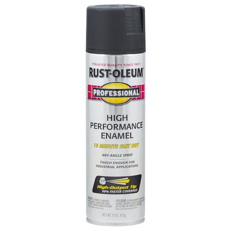Professional 15 Oz Rust-Oleum Brands Black High Performance Enamel Spray Paint, Flat 7578838