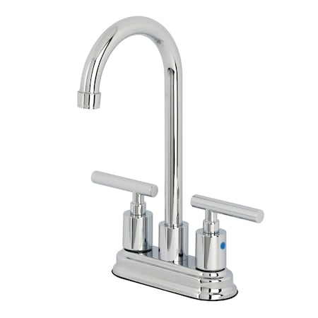 Kingston Brass Double-Handle 4" Centerset High-Arc Bar Faucet, Polished Chrome FB8491CML