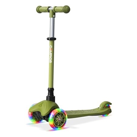Campior Neon Green 3-Wheel Kids Scooter, LED Wheels, Adjustable Handlebar, Anti-Slip Deck, Ages 2+ CAMKSNGRN