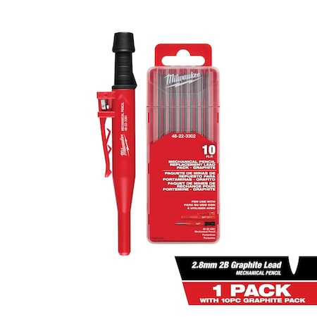 Milwaukee Tool Mechanical Pencil, Black/Red, Plastic 48-22-3301