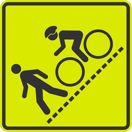 Lyle Pedestrian And Bike Crossing Symbol, 24x24, Diamond Grade, Yellow Green G-12535-DG_24x24