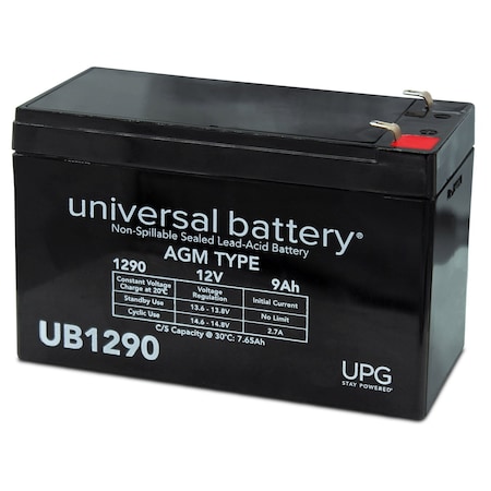 Upg Sealed Lead Acid Battery, 12 V, 9Ah, UB1290, F1 Faston Tab Terminal, AGM Type 40749