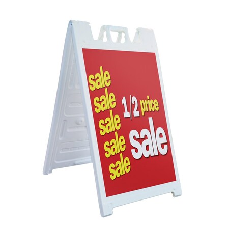 Signmission 1-2 Price Sale, A-Frame & 2 Decals Installed, Heavy-Duty Plastic Frame SBHD-D-2436-1-2 Price Sale